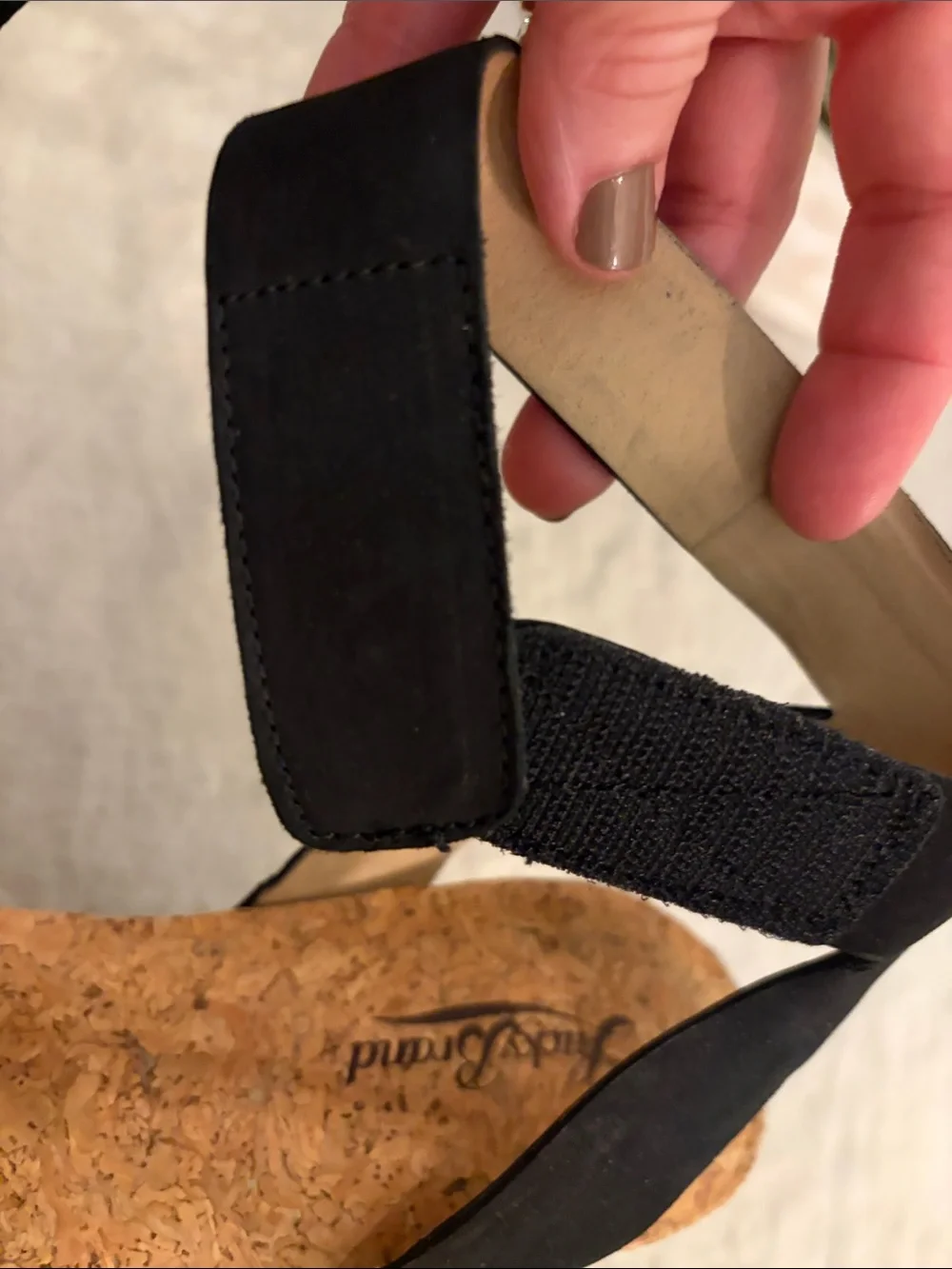 Lucky Brand Black Cork Wedge Sandals